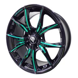 LLANTAS 17X7.5 5X114.3 BL+MILL+GREEN 175548RDM109 -  17 5X114 | TEKMOTOR