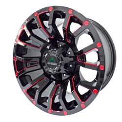 LLANTAS 16X8 6X139.7 CB110 ET0 BLK MILL RED 168103 -  16 6X139 | TEKMOTOR