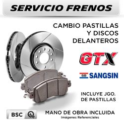SERVICIO FRENOS - CAMBIO PASTILLAS Y DISCOS PEUGEOT 208 HDI 2012 - 2019 - DELANTEROS | DISC. GTX - PAST. SANGSIN