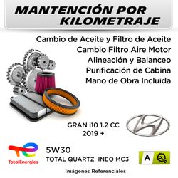 MANTENCIÓN POR KILOMETRAJE  HYUNDAI GRAN i10 1.2CC  2019 +  | SERVICIO TODO INCLUIDO - A MKA1