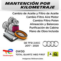 MANTENCIÓN POR KILOMETRAJE AUDI Q5 TFSI 2.0CC | A -  MANTENCIÓN AUTOMOTRIZ CC