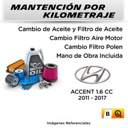 MANTENCIÓN POR KILOMETRAJE  HYUNDAI ACCENT 1.6CC  2011 - 2017 | SERVICIO TODO INCLUIDO - B KB03