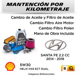 MANTENCIÓN POR KILOMETRAJE  HYUNDAI SANTA FE 2.2CC  2014 - 2018  | SERVICIO TODO INCLUIDO - B KB03