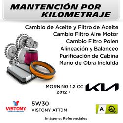 MANTENCIÓN POR KILOMETRAJE  KIA MORNING 1.2CC  2012 +  | SERVICIO TODO INCLUIDO - A KA01