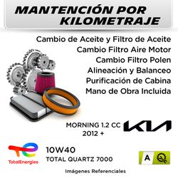 MANTENCIÓN POR KILOMETRAJE  KIA MORNING 1.2CC  2012 +  | SERVICIO TODO INCLUIDO - A KA02