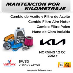 MANTENCIÓN POR KILOMETRAJE  KIA MORNING 1.2CC  2012 +  | SERVICIO TODO INCLUIDO - B KB01