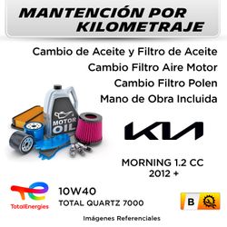 MANTENCIÓN POR KILOMETRAJE  KIA MORNING 1.2CC  2012 +  | SERVICIO TODO INCLUIDO - B KB02