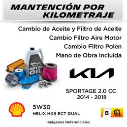 MANTENCIÓN POR KILOMETRAJE  KIA SPORTAGE 2.0CC  2014 - 2018  | SERVICIO TODO INCLUIDO - B KB02