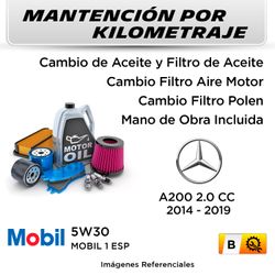 MANTENCIÓN POR KILOMETRAJE  MERCEDES A200 2.0CC  2014 - 2019  | SERVICIO TODO INCLUIDO - B B001