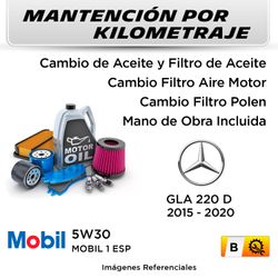 MANTENCIÓN POR KILOMETRAJE  MERCEDES GLA 220 D  2015 - 2020  | SERVICIO TODO INCLUIDO - B MKB1