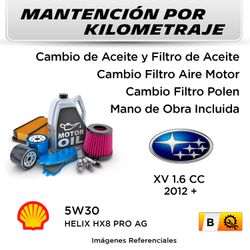 MANTENCIÓN POR KILOMETRAJE  SUBARU XV 1.6CC  2012 +  | SERVICIO TODO INCLUIDO - B B001