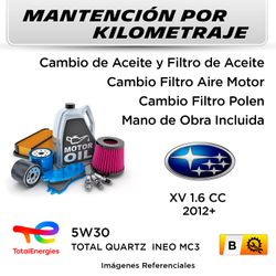 MANTENCIÓN POR KILOMETRAJE  SUBARU XV 1.6CC  2012 +  | SERVICIO TODO INCLUIDO - B B002