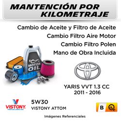 MANTENCIÓN POR KILOMETRAJE  TOYOTA YARIS VVT 1.3CC  2011 - 2016 | SERVICIO TODO INCLUIDO - B KB02