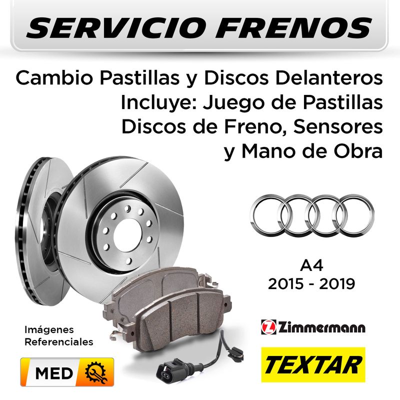 FRENOS---CAMBIO-PASTILLAS-Y-DISCOS-DELANTEROS-AUDI-A4-2015-2019-|-INCL.-SENSOR--P.-TEXTAR---D.-ZIMMERMAN