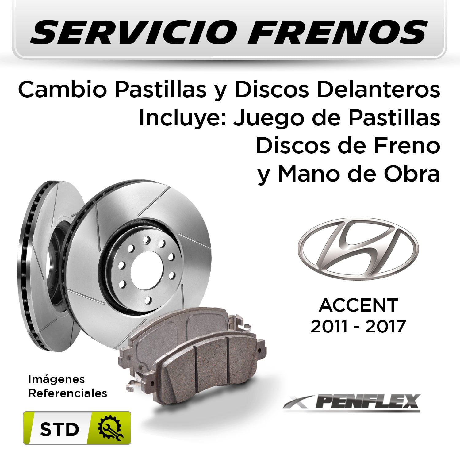 FRENOS - CAMBIO PASTILLAS Y DISCOS HYUNDAI ACCENT CDRI 2011 - 2017 ...