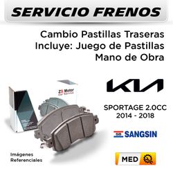 FRENOS - CAMBIO PASTILLAS KIA SPORTAGE CDRI 2.0 2014 - 2018 - TRASERAS | PAST. SANGSIN - SERVICIO