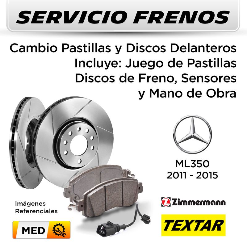 FRENOS---CAMBIO-PASTILLAS-Y-DISCOS-DELANTEROS-MERCEDES-BENZ-ML350-2011-2015-|-INCL.-SENSOR--P.-TEXTAR---D.-ZIMMERMAN