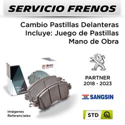 FRENOS - CAMBIO PASTILLAS PEUGEOT PARTNER III 1.6 HDI 1.6 2018 - DELANTERAS | PAST. SANGSIN - SERVICIO