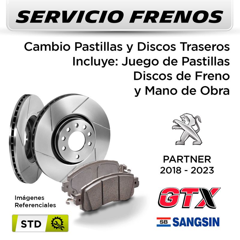 FRENOS---CAMBIO-PASTILLAS-Y-DISCOS-TRASEROS--PEUGEOT-PARTNER-III-1.6-HDI-2018--|--DISC.--GTX---PAST.--SANGSIN