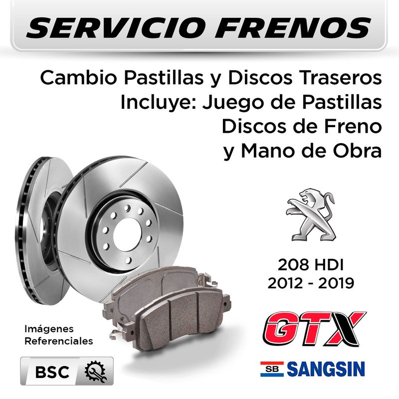 FRENOS---CAMBIO-PASTILLAS-Y-DISCOS-TRASEROS--PEUGEOT-208-HDI-2012-2019--|--DISC.--GTX---PAST.--SANGSIN