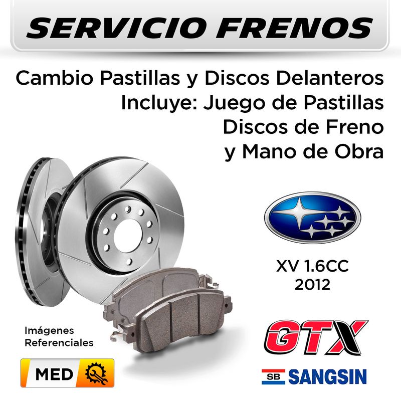 FRENOS---CAMBIO-PASTILLAS-Y-DISCOS-DELANTEROS--SUBARU-XV-1.6-2012--|--DISC.--GTX---PAST.--SANGSIN