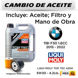 CAMBIO DE ACEITE BMW 118i 1.6 2015 - 2022 - | 5W30 DIESEL LIQUI MOLY - FILTRO HU6014/1z MAN FILTER