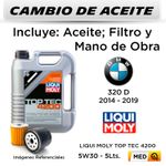 CAMBIO-DE-ACEITE-LIQUI-MOLY-TOP-TEC-4200-5W30-5-LT---FILTRO-HU6004X-MANN-|-BMW-320D--2014-2019