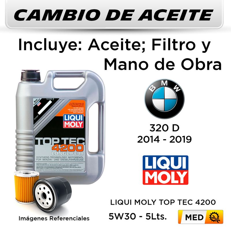 CAMBIO-DE-ACEITE-LIQUI-MOLY-TOP-TEC-4200-5W30-5-LT---FILTRO-HU6004X-MANN-|-BMW-320D--2014-2019