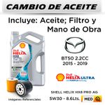 CAMBIO-DE-ACEITE-5W30-SHELL-HX8-PRO-AG-4L---FILTRO-HU7002z-HANZO-|-MAZDA-BT50-2.2--2015-2019