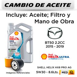 CAMBIO DE ACEITE MAZDA BT50 2.2 2015 - 2019 - | 5W30 SHELL HX8 PRO AG 4L - FILTRO HU7002z HANZO