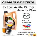 CAMBIO-DE-ACEITE-TOTAL-INEO-MC3-5W30-5L---FILTRO-HU7002z-HANZO-|-MAZDA-BT50-2.2--2015-2019