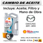 CAMBIO-DE-ACEITE-5W30-SHELL-HX8-PRO-AG-4L---FILTRO-W719-27-HANZO-|-MAZDA-CX9-3.7--2011-2014