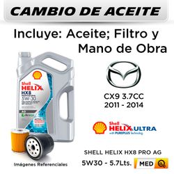 CAMBIO DE ACEITE MAZDA CX9 3.7 2011 - 2014 - | 5W30 SHELL HX8 PRO AG 4L - FILTRO W719/27 HANZO