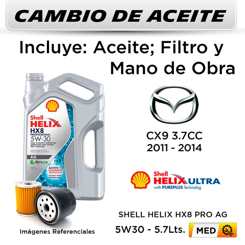 CAMBIO-DE-ACEITE-5W30-SHELL-HX8-PRO-AG-4L---FILTRO-W719-27-HANZO-|-MAZDA-CX9-3.7--2011-2014