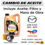 CAMBIO-DE-ACEITE-TOTAL-INEO-MC3-5W30-5L---FILTRO-W719-27-HANZO-|-MAZDA-CX9-3.7--2011-2014