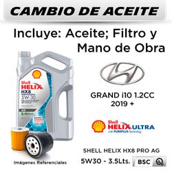 CAMBIO DE ACEITE HYUNDAI GRAND i10 1.2 2019 - | 5W30 SHELL 4L - FILTRO W610/82 HANZO