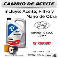 CAMBIO DE ACEITE HYUNDAI GRAND i10 1.2 2019 - | 5W30 VISTONY 5L - FILTRO W610/82 HANZO