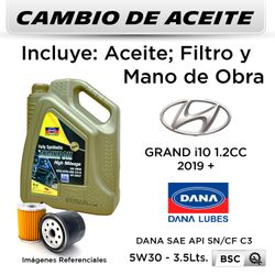 CAMBIO DE ACEITE HYUNDAI GRAND i10 1.2 2019 - | 5W30 DANA 4L - FILTRO W610/82 HANZO