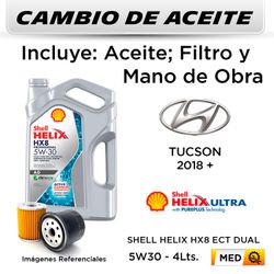 CAMBIO DE ACEITE HYUNDAI TUCSON 1.6 2018 - | 5W30 5L SHELL - FILTRO W811/80 HANZO