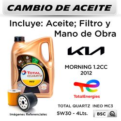 CAMBIO DE ACEITE KIA MORNING 1.2 2012 - | TOTAL INEO MC3 5W30 5L - FILTRO W7023 MANN FILTER