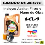 CAMBIO-DE-ACEITE-TOTAL-INEO-MC3-5W30-5L---FILTRO-HU7033z-|-KIA-RIO-5-1.4--2015-2017