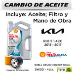 CAMBIO-DE-ACEITE-5W30-SHELL-5L---FILTRO-HU7033z-|-KIA-RIO-5-1.4--2015-2017