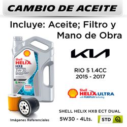 CAMBIO DE ACEITE KIA RIO 5 1.4 2015 - 2017 - | 5W30 SHELL 5L - FILTRO HU7033z