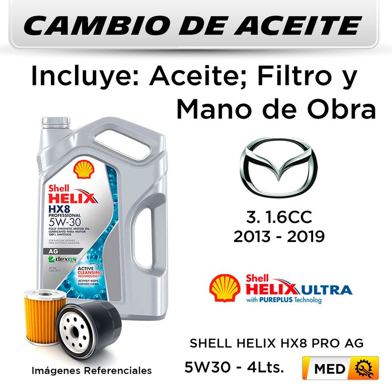 CAMBIO-DE-ACEITE-5W30-SHELL-HX8-PRO-AG-4L---FILTRO-W67-80-HANZO-|-MAZDA-3-1.6--2013-2019