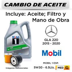 CAMBIO DE ACEITE MERCEDES BENZ GLA 220 2015 - 2020 - | MOBIL 1 5W30 4 LT ESPEC - FILTRO HU7010Z MANN