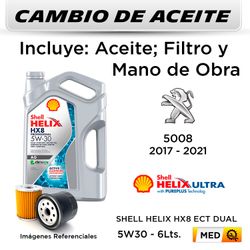 CAMBIO DE ACEITE PEUGEOT 5008 2.0 2017 - 2021 - | 5W30 SHELL 5L - FILTRO W712/8 HANZO