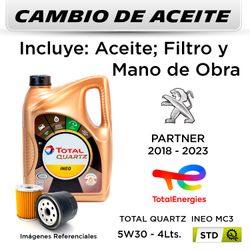 CAMBIO DE ACEITE PEUGEOT PARTNER III 1.6 2018 - | TOTAL INEO MC3 5W30 5L - FILTRO HU7033z