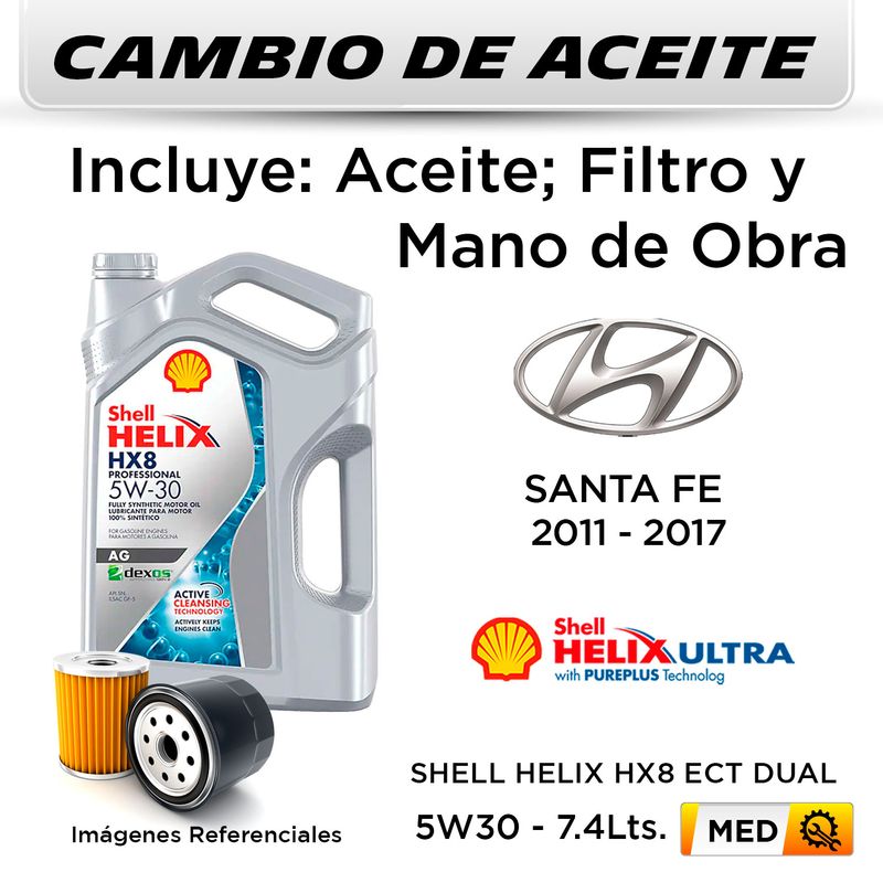 CAMBIO-DE-ACEITE-5W30-5L-SHELL---FILTRO-W830-3-STP-|-HYUNDAI-SANTA-FE-2.2--2014-2018