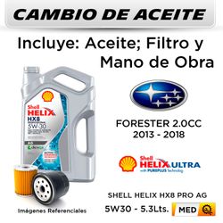 CAMBIO DE ACEITE SUBARU FORESTER 2.0 2013 - 2018 - | 5W30 SHELL HX8 PRO AG 4L - FILTRO W610/6 HANZO