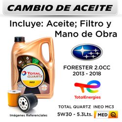 CAMBIO DE ACEITE SUBARU FORESTER 2.0 2013 - 2018 - | TOTAL INEO MC3 5W30 5L - FILTRO W610/6 HANZO